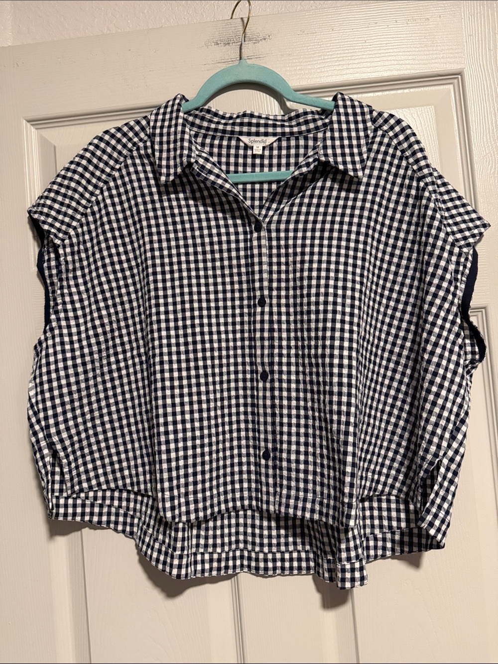 Splendid Navy & White Gingham Button-Front Shirt
